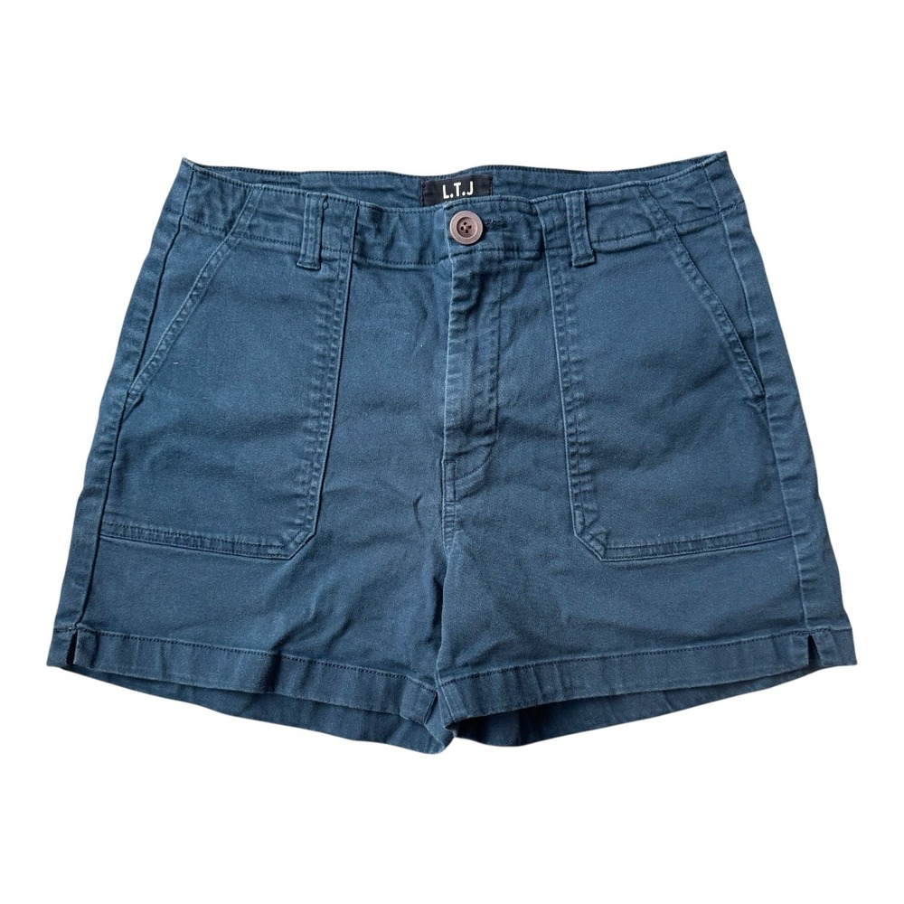 L.T.J. Letter to Juliet Blue Utility High Rise Shorts L‎ Juniors Fit Y2K Stretch